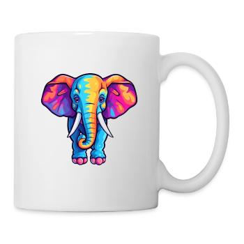 Éléphant Aquarelle Colorée Dessin Animé Kawaii Animal - Mug blanc - blanc - Droite
