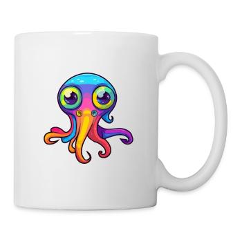 Squid Colorful Watercolor Cartoon Kawaii Animal - Mug - white - Right