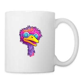 Ostrich Colorful Watercolor Cartoon Kawaii Animal - Mug - white - Right
