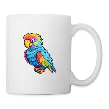 Papagei buntes Aquarell Cartoon Kawaii Tier - Tasse - Weiß - Rechts