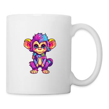 Affe buntes Aquarell Cartoon Kawaii Tier - Tasse - Weiß - Rechts