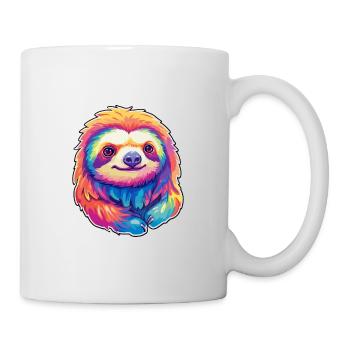 Paresseux coloré aquarelle dessin animé kawaii Animal - Mug blanc - blanc - Droite