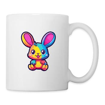 Lapin coloré aquarelle dessin animé Kawaii Animal - Mug blanc - blanc - Droite