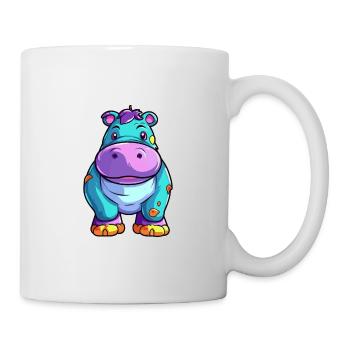 Hippo Colorful Watercolor Cartoon Kawaii Animal - Mug - white - Right