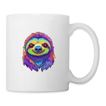 Paresseux coloré aquarelle dessin animé kawaii Animal - Mug blanc - blanc - Droite