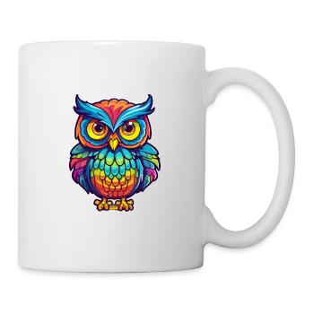 Owl Colorful Watercolor Cartoon Kawaii Animal - Mug - white - Right