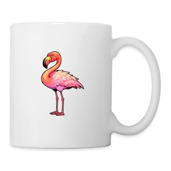 Flamingo Colorful Watercolor Cartoon Kawaii Animal - Mug - white - Right