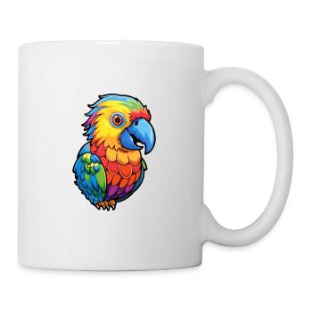 Papagei buntes Aquarell Cartoon Kawaii Tier - Tasse - Weiß - Rechts