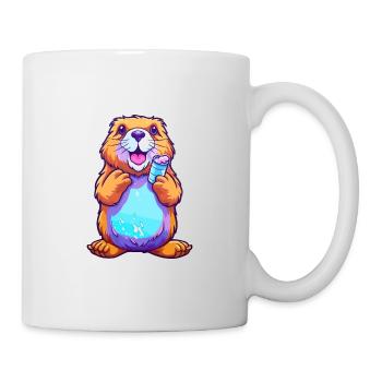 Beaver Colorful Watercolor Cartoon Kawaii Animal - Mug - white - Right