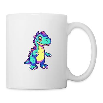 Dinosaurier buntes Aquarell Cartoon Kawaii Tier - Tasse - Weiß - Rechts