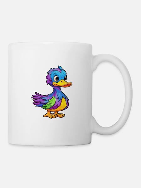 Duck Colorful Watercolor Cartoon Kawaii Animal - Mug - white