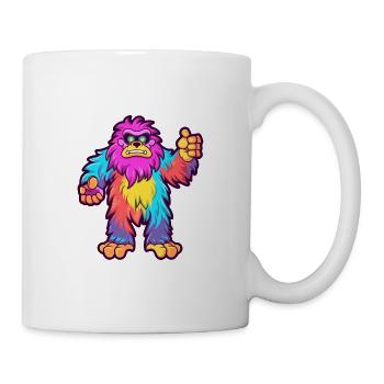 Bigfoot Buntes Aquarell Cartoon Kawaii Tier - Tasse - Weiß - Rechts