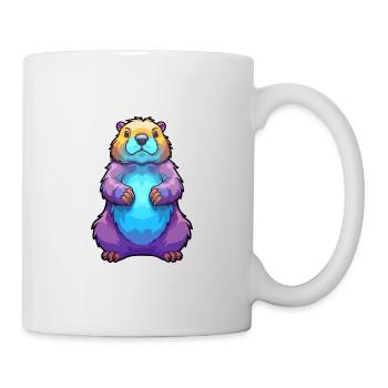 Murmeltier buntes Aquarell Cartoon Kawaii Tier - Tasse - Weiß - Rechts