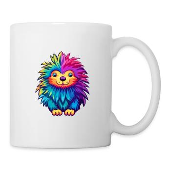 Stachelschwein Bunte Aquarell-Karikatur Kawaii Anima - Tasse - Weiß - Rechts
