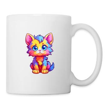 Chaton coloré aquarelle dessin animé kawaii animal - Mug blanc - blanc - Droite