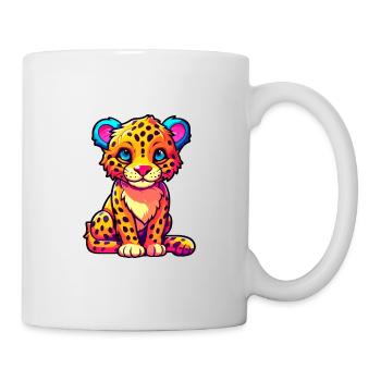 Leopard Colorful Watercolor Cartoon Kawaii Animal - Mug - white - Right