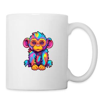 Affe Buntes Aquarell Cartoon Kawaii Tier - Tasse - Weiß - Rechts