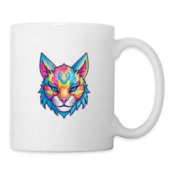 Luchs Buntes Aquarell Cartoon Kawaii Tier - Tasse - Weiß - Rechts