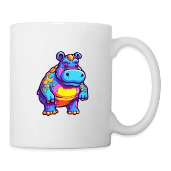 Nilpferd bunte Aquarell-Karikatur Kawaii-Tier - Tasse - Weiß - Rechts