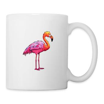 Flamingo Colorful Watercolor Cartoon Kawaii Animal - Mug - white - Right