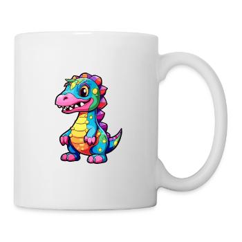 Dinosaurier buntes Aquarell Cartoon Kawaii Tier - Tasse - Weiß - Rechts