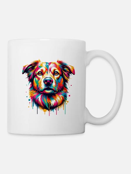 Mera Art peint chien un - Mug blanc - blanc