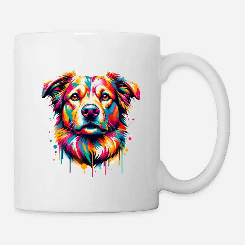 Mera Art peint chien un - Mug blanc - blanc