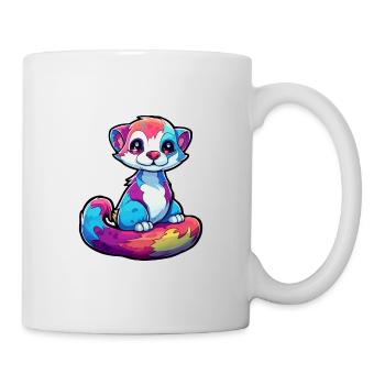 Ferret Colorful Watercolor Cartoon Kawaii Animal - Mug - white - Right