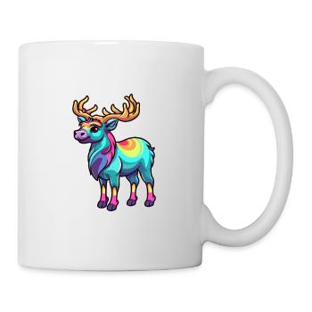 Karibu buntes Aquarell Cartoon Kawaii Tier - Tasse - Weiß - Rechts
