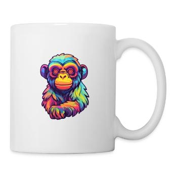 Affe buntes Aquarell Cartoon Kawaii Tier - Tasse - Weiß - Rechts