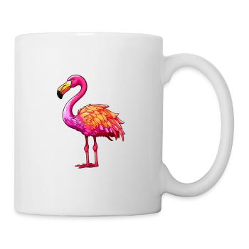 Flamingo Colorful Watercolor Cartoon Kawaii Animal - Mug - white - Right