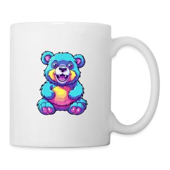 Bär buntes Aquarell Cartoon Kawaii Tier - Tasse - Weiß - Rechts