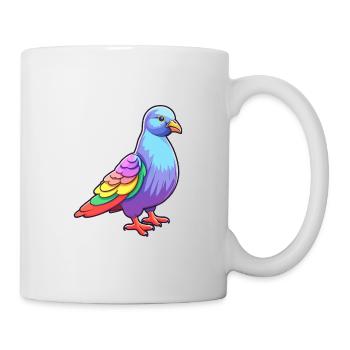 Taube buntes Aquarell Cartoon Kawaii Tier - Tasse - Weiß - Rechts