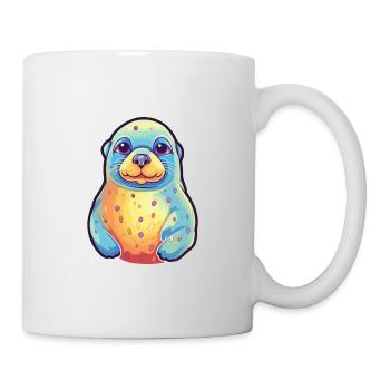 Seal Colorful Watercolor Cartoon Kawaii Animal - Mug - white - Right