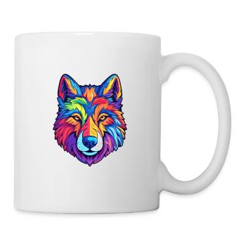 Wolf Colorful Watercolor Cartoon Kawaii Animal - Mug - white - Right