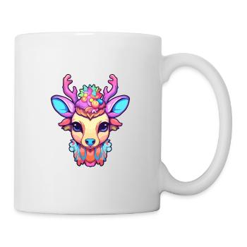Cerf Aquarelle Colorée Dessin Animé Kawaii Animal - Mug blanc - blanc - Droite