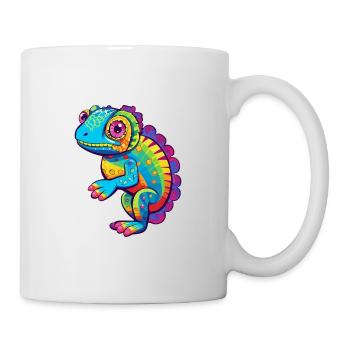 Chamäleon Bunte Aquarell-Karikatur Kawaii Anima - Tasse - Weiß - Rechts