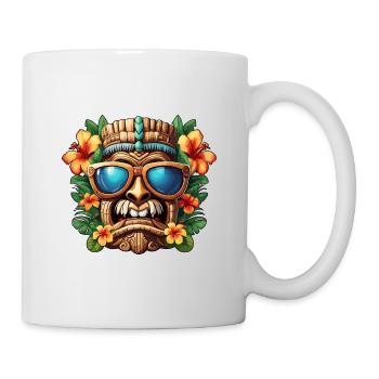 Tiki / Hawaï / Tropical / Île / Culture / Logo - Mug blanc - blanc - Droite