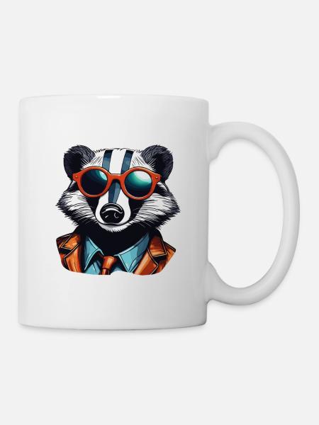 Blaireau / Rongeur / Animal / Rayure / Sauvage - Mug blanc - blanc