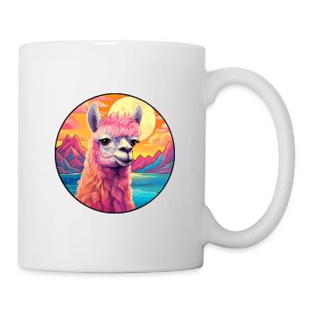 Alpaga Aquarelle Colorée Dessin Animé Kawaii Animal - Mug blanc - blanc - Droite