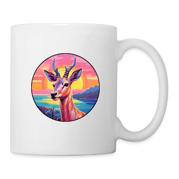 Antelope Colorful Watercolor Cartoon Kawaii Animal - Mug - white - Right