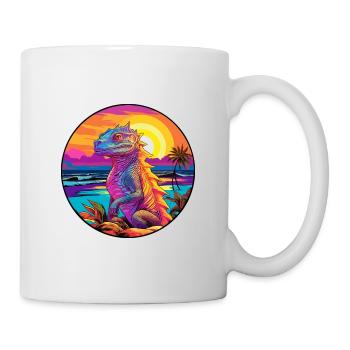 Basilisk Buntes Aquarell Cartoon Kawaii Tier - Tasse - Weiß - Rechts