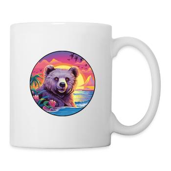 Bär buntes Aquarell Cartoon Kawaii Tier - Tasse - Weiß - Rechts