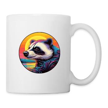 Blaireau Aquarelle Colorée Dessin Animé Kawaii Animal - Mug blanc - blanc - Droite