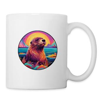 Beaver Colorful Watercolor Cartoon Kawaii Animal - Mug - white - Right