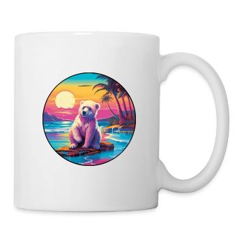 Bär buntes Aquarell Cartoon Kawaii Tier - Tasse - Weiß - Rechts