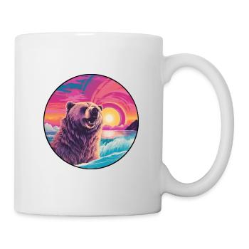 Bär buntes Aquarell Cartoon Kawaii Tier - Tasse - Weiß - Rechts
