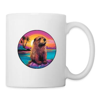 Beaver Colorful Watercolor Cartoon Kawaii Animal - Mug - white - Right