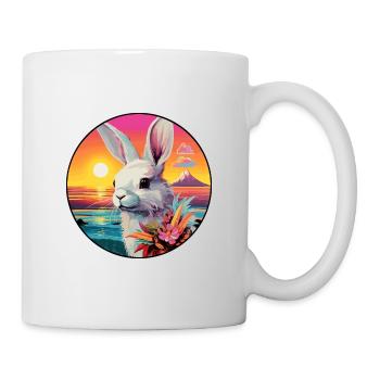 Hase buntes Aquarell Cartoon Kawaii Tier - Tasse - Weiß - Rechts