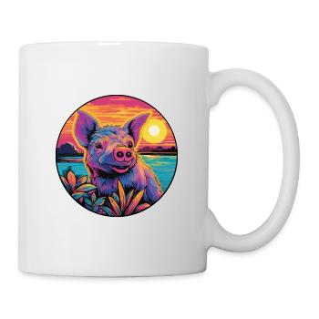 Boar Colorful Watercolor Cartoon Kawaii Animal - Mug - white - Right